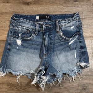 Kut from the Kloth Frayed Hem Jean Shorts - Blue